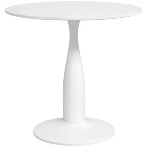 HOMCOM Round Dining Table with Steel Base for Living Room, White - Picture 1 of 11