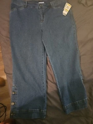 CHARTER RESERVE NUEVO CON ETIQUETAS KATHERINE FIT TALLA 14 TEJIDO ELÁSTICO CAPRIS DENIM RECORTADO Foto 1 de 4