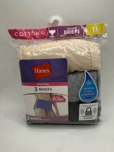 Hanes Cool Comfort Cotton Briefs Underwear 3 Pack Tagless High Rise Size 11 NEW - Picture 1 of 2