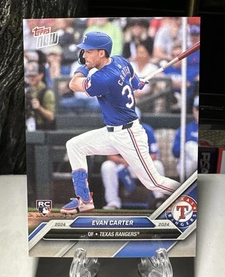 2024 Topps NOW ROAD TO OPENING DAY EVAN CARTER RANGERS RC  OD-142 - Image 1 of 2