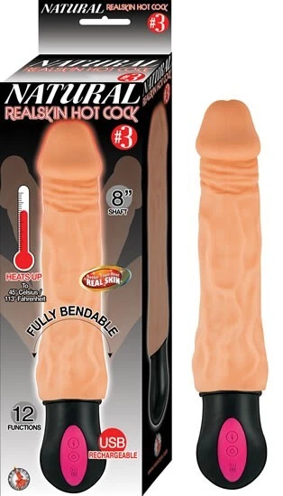 Nasstoys Natural Realskin Hot Cock #3 8 inches Beige Vibrating Dildo, New - Image 1 of 1