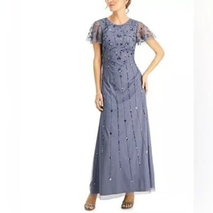 PAPELL STUDIO BY ADRIANNA PAPELL Vestido Adornado Manga Flutter Talla 4 - Imagen 1 de 15