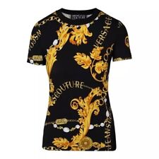 VERSACE JEANS COUTURE Womens Black/Gold Chain Print T Shirt New Tags Size Medium