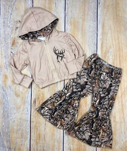 Camouflage Deer Top Matching Pants Baby Girls Hunting Season Outfit - Picture 1 of 2