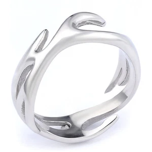 Punk Ring Stainless Steel Neutral Ring Spot Ring Simple Flame 5-12 - Picture 1 of 5