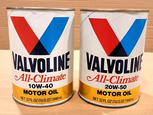 2 VALVOLINE All Climate 10W-40 & 20W-50 MOTOR OIL One Quart Cans - FULL - 1 Qt. - Picture 1 of 8