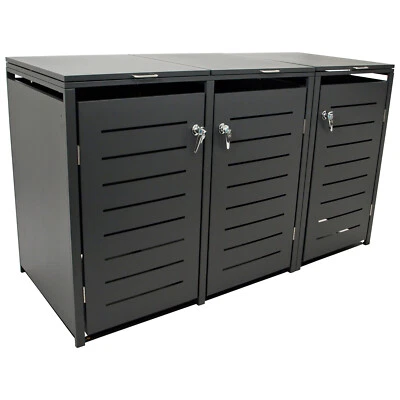 Mülltonnenbox 3-er Mülltonnenhaus 3x kleine Tonne 120 Liter 175x62x102cm, grau - Bild 1 von 4