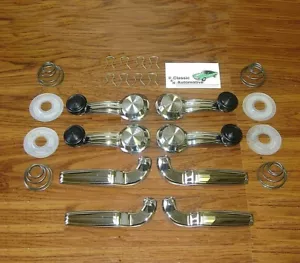 1968-74 Caprice BLACK Window Crank & Chrome Door Handle 4 Dr Nova Impala Cutlass - Picture 1 of 4