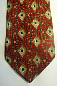 Corbata de seda Robert Talbott 25 Nordstrom gris rojo diseño diamante 60" - Imagen 1 de 2