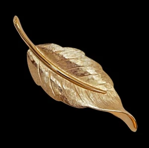 AVON signierte Vintage Brosche 2,5" Blattgold - Bild 1 von 6