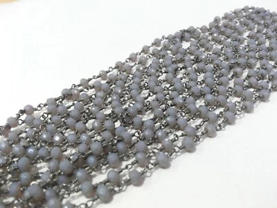 50-дюймовый серый кварц Rondelle граненый 3-4 мм бисер, черный четки бисер цепочка - Изображение 1 из 4
