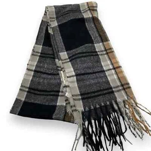 Bufanda de mujer Style&Co suave a cuadros con flecos negra neutra - Imagen 1 de 3