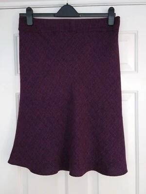 Purple Knee Length Textured Pull On Lined Skirt - Elastic Waistband UK Size 16 - Image 1 of 4