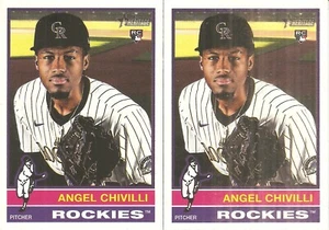 LOTTO 2 CARTE 2025 TOPPS HERITAGE ANGEL CHIVILLI ROOKIE BASEBALL CARD #230 - Foto 1 di 1