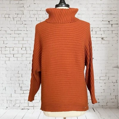 Suéter tejido acanalado T Tahari años 90 talla L cuello alto bronce envejecido con mangas Dolman Foto 1 de 4