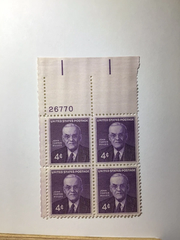 US 4 Cent JOHN FOSTER DULLES 1960, Scott #1172, Block Of 4 Stamps, XF/MNH. - Image 1 of 1