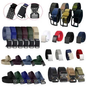 Belts for Men, Women Nylon Canvas Belt with Black Buckle, Adjustable Fabric Belt - Picture 1 of 65
