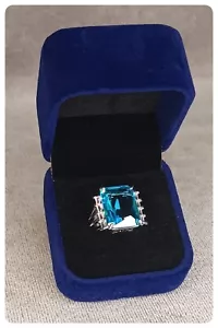 Diana/Meghan Inspired Aquamarine Cocktail Ring Complete With Blue Ring Box U.S 6 - Picture 1 of 4