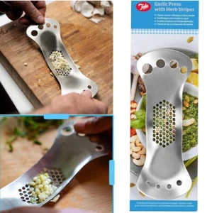 Tala Garlic Press and Herb Stripper Flat Easy Clean No Waste Garlic Silver - Picture 1 of 5