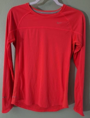 NIKE DRY FIT Women’s Long Sleeves Running Athletic Sports Top Coral SZ M Pull-on - Image 1 of 4