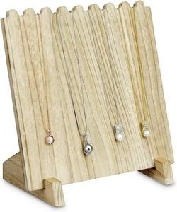 MOOCA Wooden Plank Necklace Jewelry Display Stand for 8 Necklaces, Oak - Picture 1 of 8