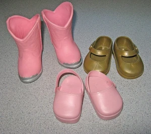 Madame Alexander 18" Puppenschuhe Rosa Schuhe Gold Schuhe Rosa Stiefel - Bild 1 von 3