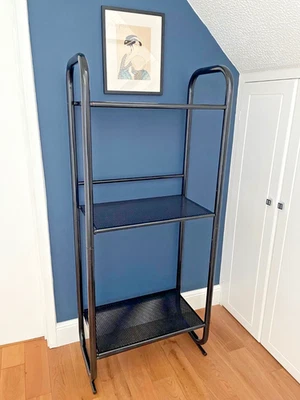Fantastic rare Vintage 80's Habitat Black Mesh Metal 'Tech Tower' Shelving unit - Image 1 of 4