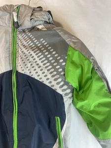 F.O.G. by London Fog Jacket Boys 10/12 Gray Green Navy Hooded Ski Snowboard - Picture 1 of 19