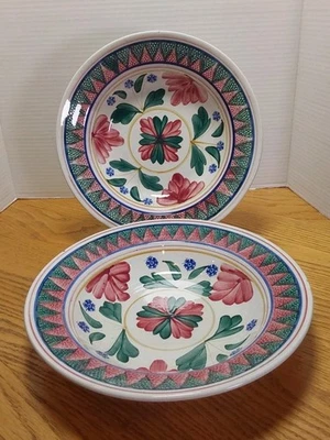 2 cuencos de esponja de corte vintage con diseño rojo, verde y azul; Bélgica Foto 1 de 4