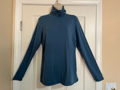 Peruvian Connection Grande Azul Pima Algodón Elástico Manga Larga Cuello Alto Foto 1 de 4