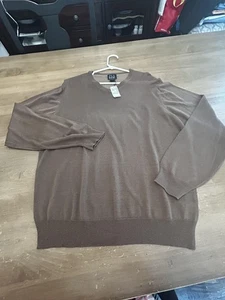 Jos A Bank Sweater Mens Large Brown 100 Percent Silk Signature Collection New - Picture 1 of 4