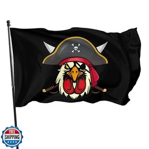 Chicken Pirate Flag 3x5 Ft Outdoor Indoor With Grommet Garden Home House Yard - Picture 1 of 5