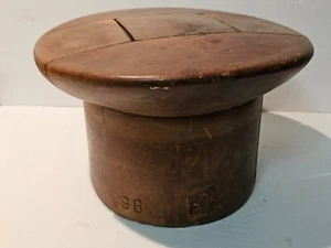 ANTIQUE KILIAN MILLINERY HAT FORM ,WOOD PUZZLE HAT BLOCK ( 6-7/8 NUMBER # 898 ) - Picture 1 of 14