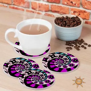 Candy Pop Circle Drink Coaster Set de Regalo Piedra Arenisca Natural - Imagen 1 de 2