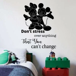 Stress Quote Mickey Minnie Cartoon Home Room Wall Sticker Vinyl Art Decal Decor - Picture 1 of 5