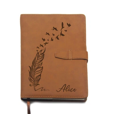 Personalised Notebook PU Leather Journal Diary Daily Planner Birthday Xmas Gift - Image 1 of 4