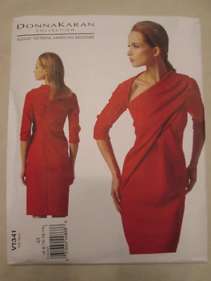 Vogue 1341 Donna Karan American Designer Lined Dress Pattern 6-14 UC FF Tucks - Image 1 of 2