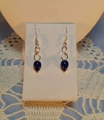 New Handcrafted Fashion Earrings Sterling Silver and Lapis Lazuli Foto 1 de 4