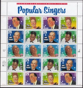 US. #2853a Popular Singers (Bing Crosby) Sheet of 20 Stamps - MNH - Picture 1 of 1