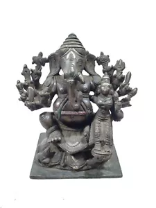 Antique Ganesh Lakshmi Statue Panchaloha Vigrah 5 Metal Sculpture Vintage Idol - Picture 1 of 4