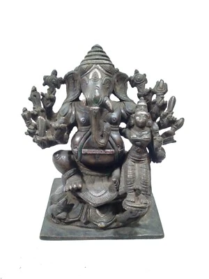 古董 Ganesh Lakshmi 雕像 Panchaloha Vigrah 5 金属雕塑复古偶像 — 第 1/4 张图片