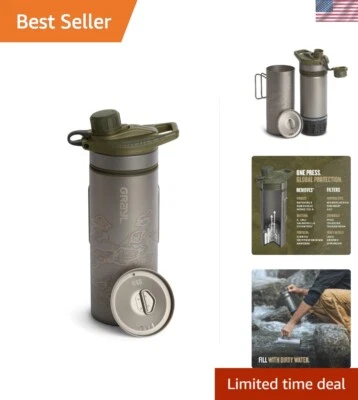 Botella purificadora de agua de titanio de 24 oz con tapa de cocción para viajes y emergencias Foto 1 de 4