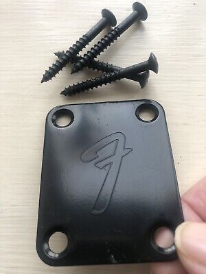 Fender “F” Stamped Neck Plate 70s in Black  Includes Four Screws! Used!