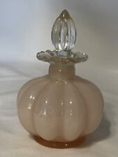 Vtg 40's Fenton Pink Overlay Melon Art Glass Perfume Bottle FREE US SHIPPING