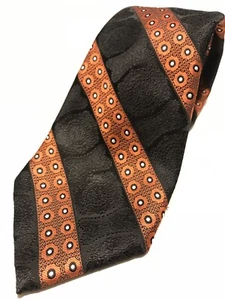 Pierre Cardin Seidenkrawatte orange silber auf schwarz Streifen Krawatte klassisch - Bild 1 von 7