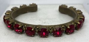 Sorrelli Ruby Red & Gold / Brass color cuff Bracelet 5.5” 1” Gap