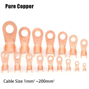 Ring Open Lugs Copper Crimp Terminals Battery Cable Connectors -Non-insulated- - Picture 1 of 9