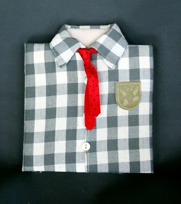 New Retro 1990 Address Book Checkered Collared Shirt, Crest & Red Tie Classic - Image 1 of 4