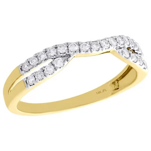 14K Yellow Gold Round Diamond Contour Enhancer Ring Ladies Wedding Band 0.25 Ct. - Picture 1 of 5