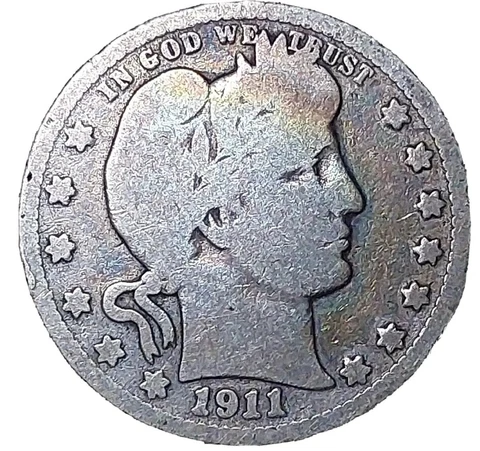 1911-D Barber Silver Quarter ~ Low Mintage ~ G-VG Cover